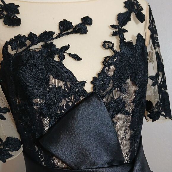 Badgley Mischka Black Midi Dress with Elegant Silhouette - Picture 11 of 16